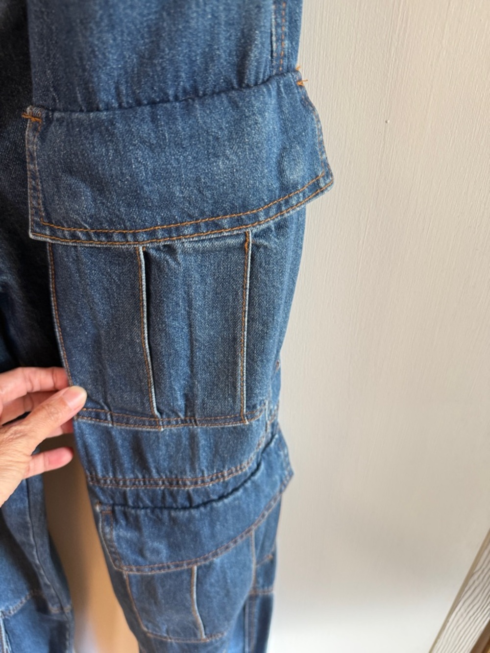 Torn by Ronny Kobo Dark Blue Denim Jeans with Gold Stitching - Picture 5 of 9